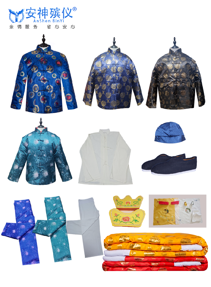 普通男款唐裝壽衣五領三腰全套